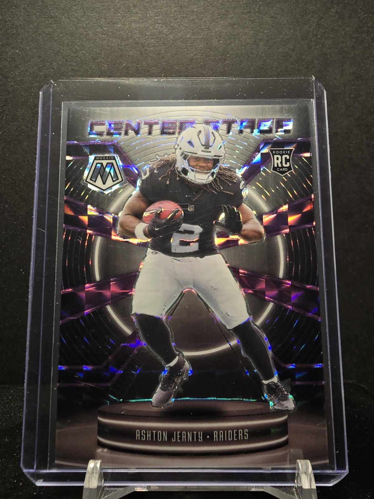 Cz294 -2025 Panini Mosaic Football Ashton Jeanty Center Stage Purple /49 Raiders