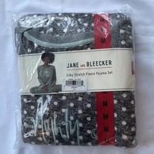 Womens Jane and Bleecker Silky Stretch Fleece Pajama PJs Gray Set Size M