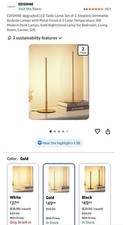 EDISHINE LED Table Lamp Set of 2 Gold, Dimmable Touch Control