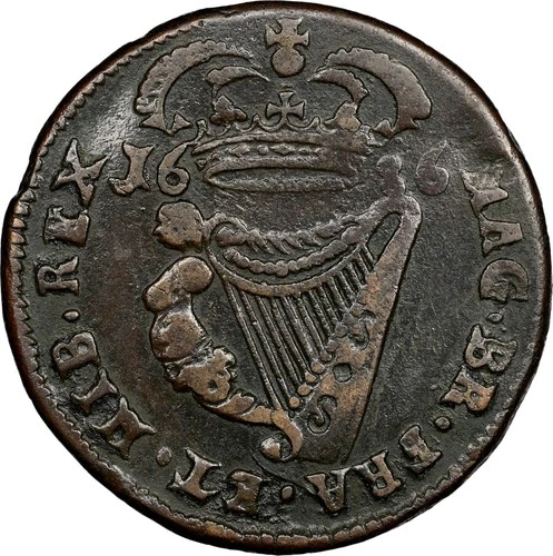 IRELAND - 1686 - JAMES II - 1/2 Penny, S-6576, KM 92 - NGC VF 30 BN