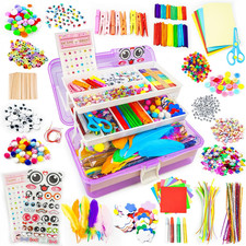 Arts Craft Supplies for Kids - 1100 PCS Toddler DIY Craft Art Supply Set, Porta
