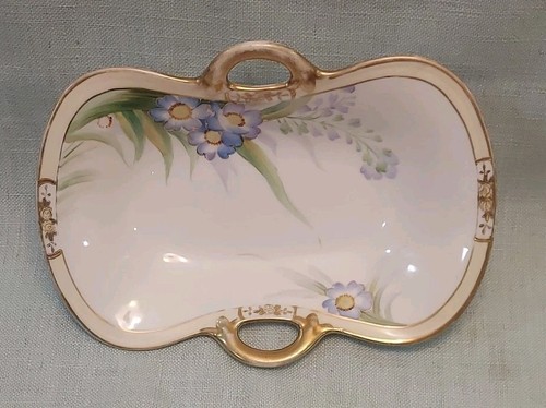 Noritake Nippon Blue Purple Forget-Me-Not Flower Serving Dish Vintage Antique - Picture 3 of 23