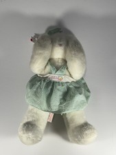 Vintage Peek A Boo White Bunny Rabbit Plush Stuffed Animal Pastel Dress Magnetic