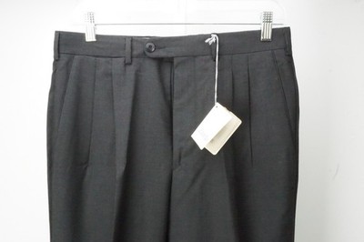 Zanella Charcoal Gray 100% Wool Mens Pants Trousers Sz 46 EU NEW