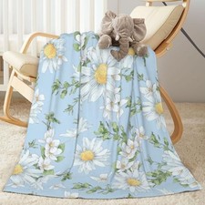 Daisies and Watercolor Wildflowers Fleece Throw Blanket XS-40x30in Daisy 01