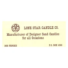 Vintage Lone Star Candle Co Bob Fenske Designer Sand Candle Business Card SF3-B1