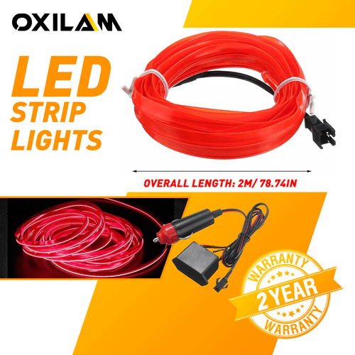 For Red Cold Light Line Car LED Decorative Atmosphere Wire Light Lamp Strip U