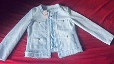NWT Nanette Lenore Mojave Voice Tweed Textured Blue White Blazer Women's M