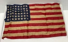 Vtg 48 Star American Flag 14”x9 US Military WW2 Era Distressed United States USA