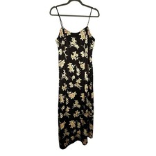 American Eagle Outfitters Black Floral Maxi Slip Dress Spaghetti Straps Size 12