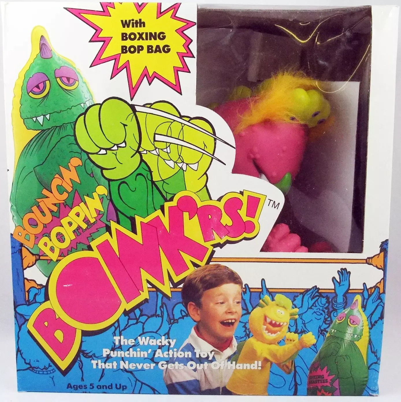 Marionnette monstre boxeur Boink'rs R. Rowdy Red Animal Fair 1987 rouge retro