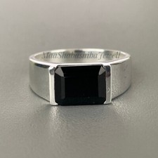 Natural Black Onyx 925 Sterling Silver Statement Ring