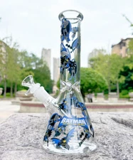 Cartoon 10" Glass Bong Thick Smoking Hookah Water Pipe Beaker Bubbler