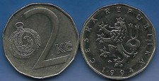 1 Münze aus Tschechoslowakei 2 Koruna 1994