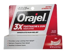 ORAJEL 3X Dental Pain Gel Extra Strength 0.42oz  __ ( red )  SALE! EXP 05/2026