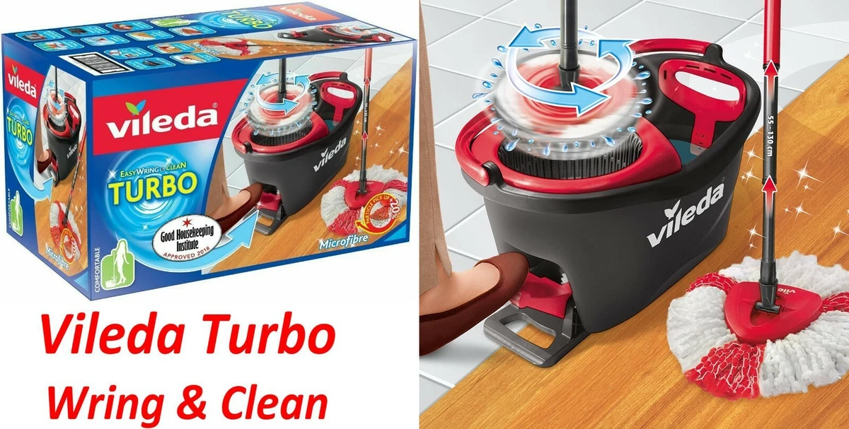 New Vileda Easy Wring & Clean Turbo Bucket Set And Extra Refill