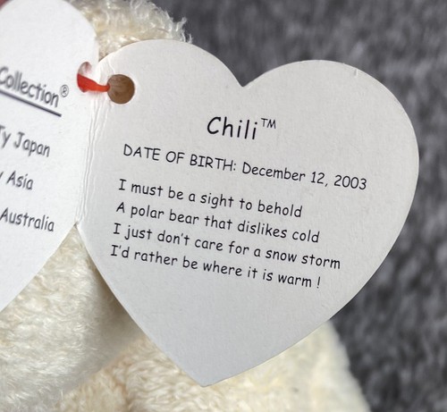 Ty Beanie Baby - CHILI the Bear 7.5" NEW MWMTs Plush Stuffed Animal Toy - Picture 3 of 4
