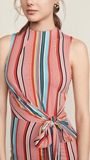 Alice + Olivia Delora Mock Neck Fitted Dress Striped  Stretch Midi Size 2 NWOT