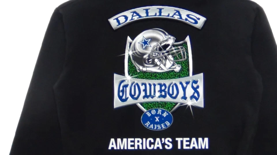 OFFICIAL NFL DALLAS COWBOYS BORN X RAISED FIELD HOODIE BLACK IN STOCK Foto 2 de 4