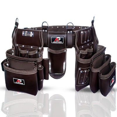 Ap-Leather Pro-302 Premium Oil Tanned Leather Tool Belt, Carpenter Tool bag |...