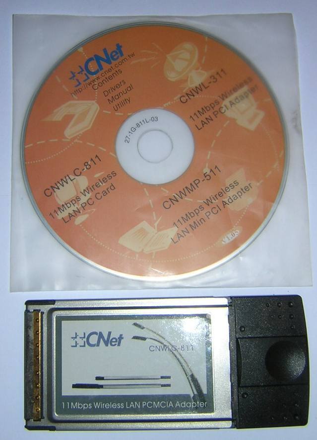 CNet CardBus 11Mbps Wireless LAN WiFi Notebook PC Card CNWLC-811 +Install CD-ROM
