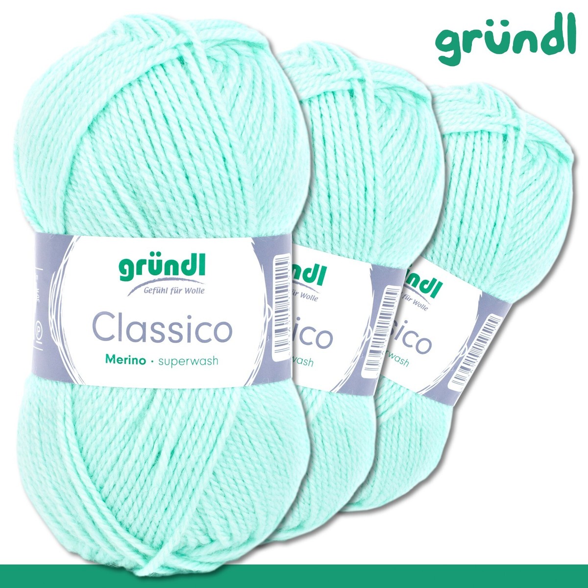 Gründl 5 X 50g Classico Tejidos Virgen Merino Superwash
