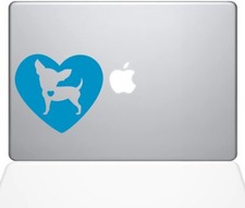 The Decal Guru Heart Chihuahua Decal Vinyl Sticker - 12" MacBook - Light Blue
