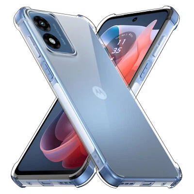 ELEGANT CHOISE For Motorola Moto G Play 2024 Shockproof TPU Clear Case Cover/Screen Protector