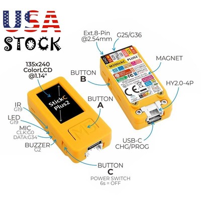 USA M5Stack StickC Plus2 ESP32 Mini IoT Development Board WiFi ESP32-PICO-V3-02