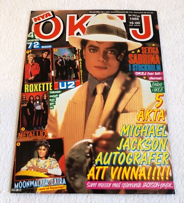 MICHAEL JACKSON 1988 Clipping Poster Swedish Music magazine OKEJ