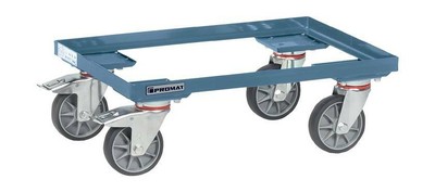 Promat Kistenroller L605xB405 mm Stahlrahmen tau benblau 250kg TPE-Räder