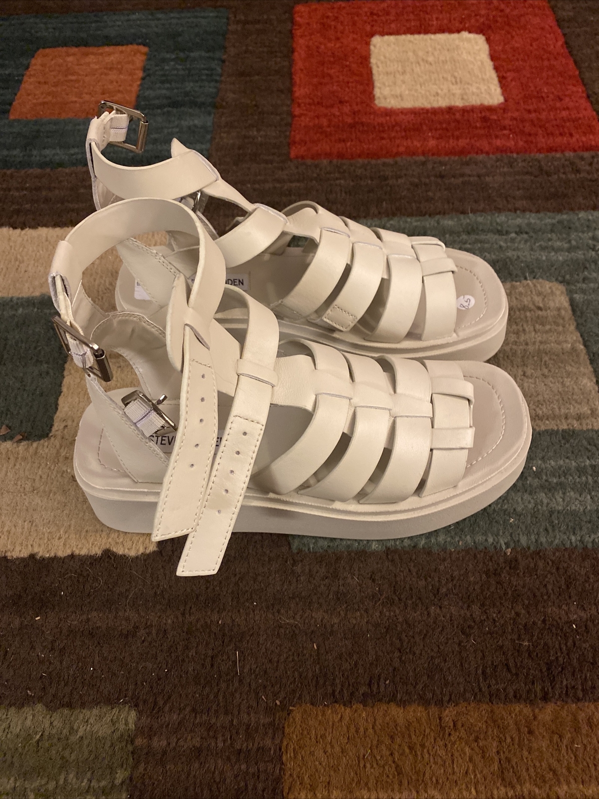 Steve Madden Womens Tazia White Gladiator Sandals 8.5 Medium (B,M)  195945205747 | eBay