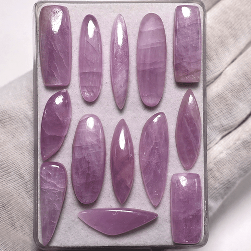 Venta al por mayor 13 piezas piedras preciosas de cabujón sin tratar kuncita natural de alta calidad 24 mm-31 mm - Imagen 6 de 12