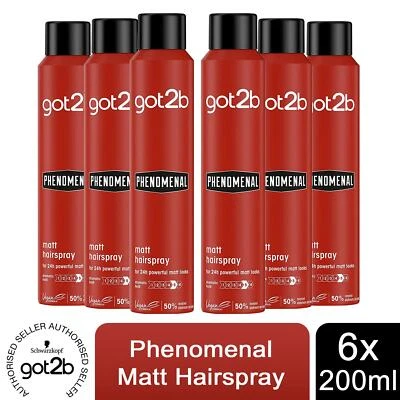 Schwarzkopf got2b Lacca per Capelli Uomo Opaca ad Alta Tenuta, ​Confezione da 6 200ml