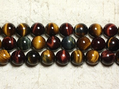 Fil De Perles En Pierre Oeil De Tigre - Environ 63 Perles De 6 Mm (longueur 39 Cm) - NEUF