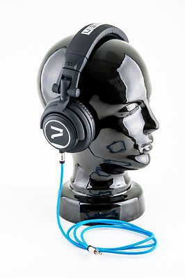 7even Headphone black / blue Dj-Sport-Freizeit Kopfhörer mit Textilkabel