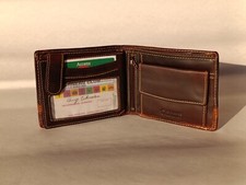 Bifold Leather Wallet with a Stripe