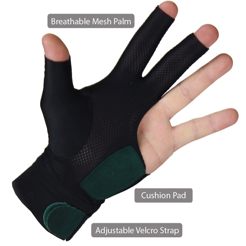 McDermott Pool/Billiard Glove - Left Or Right Hand, Black With Clover Logo, Smooth Stroke