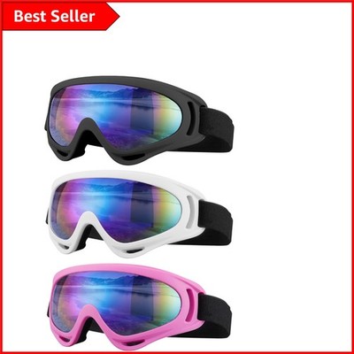 3er Pack verstellbare Ski- und Motorradbrillen - schlagfest & UV-Schutz