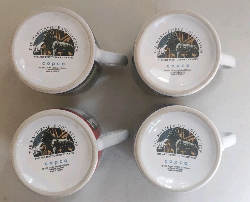 Frank Lloyd Wright Stained Glass Design 4 Small Mugs 1993 Art Institute Chicago - Image 3 of 4