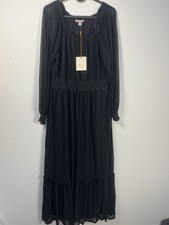 Knox Rose Boho Long Sleeve Maxi Dress Black Sheer Lined Size Medium M BNWT NEW