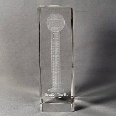 Vintage Souvenir Glass Paperweight Reunion Tower Hyatt Regency Hotel Dallas 6''