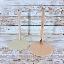 Lot of 2 Metal Doll Stands for 12-17" Dolls Beige Tan Adjustable