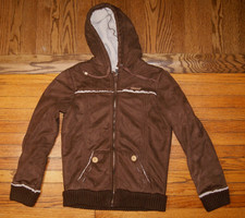 ELEMENT Skater Hoodie Sweatshirt Full Zip up womens M Brown Ivory Sherpa Lined