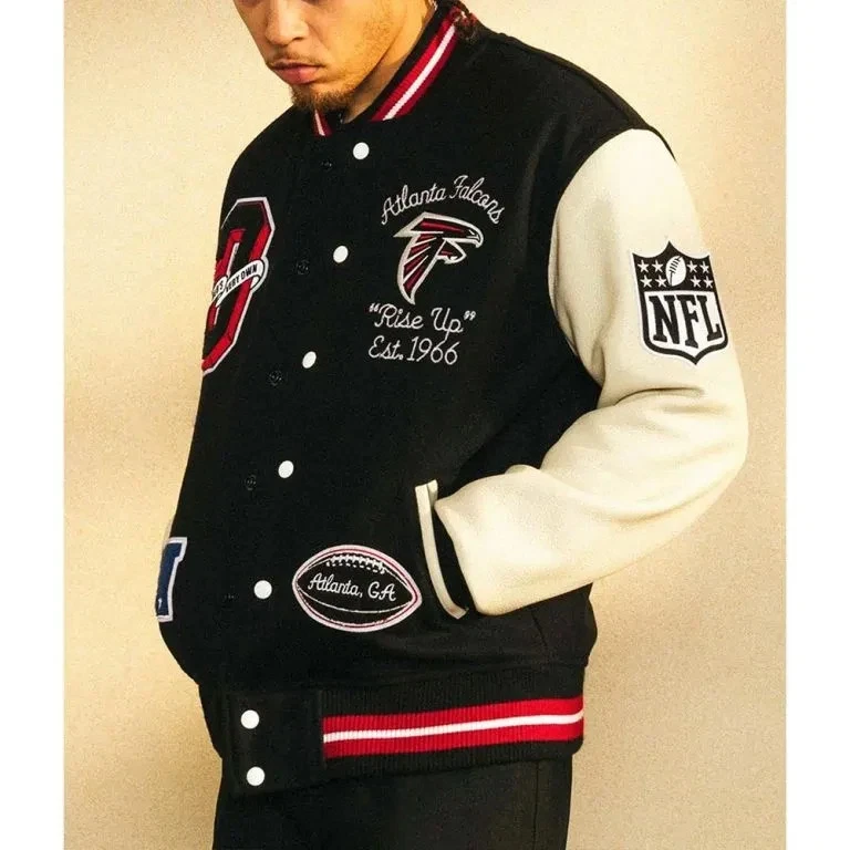 Atlanta Falcons Mashup Varsity Black Wool Sleeves Men's Jacket