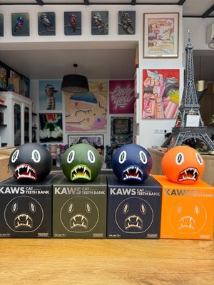 kaws set x4 schwarz grün bleu orange Katzenzähne Bank Medicom Spielzeug Originalfake 2007