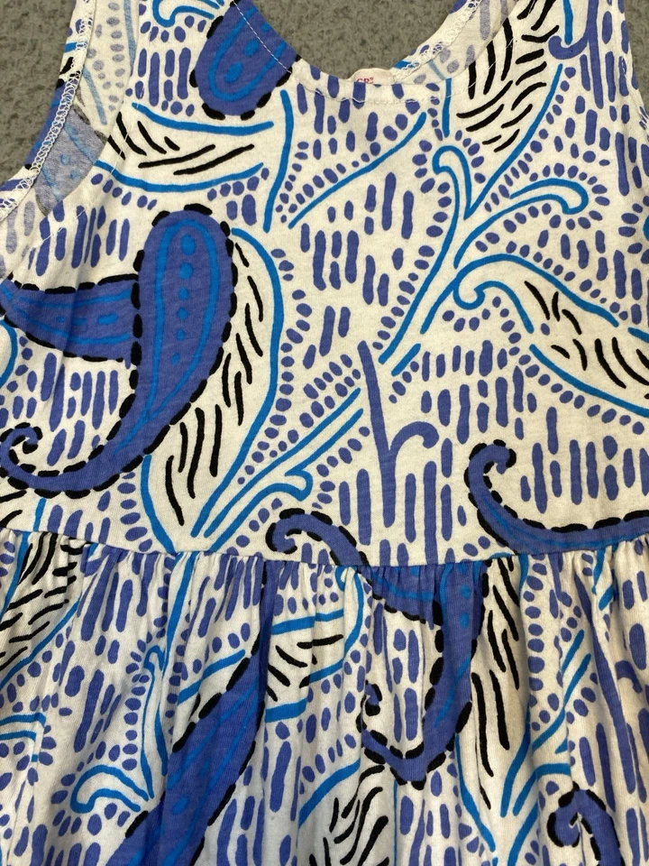 Vestido Fresh Produce Niñas 8 Azul Tejido Algodón Sin Mangas Volantes Hecho en EE. UU. Foto 3 de 4