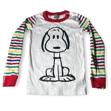 Hanna Andersson Snoopy Pajama Top Kids 6-7 Rainbow Sleeve Peanuts Shirt