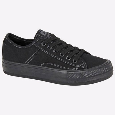 Dek Racer Canvas Damen Klassische Retro Freizeit Skater Mode Schuhe Schwarz