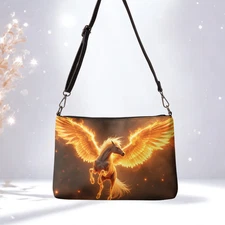 Pegasus Phoenix Crossbody Purse: Vibrant Fantasy Art Shoulder Bag Wristlet